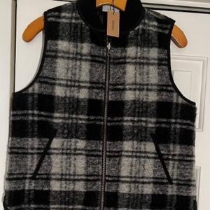 Madewell Brand New (NWT) Women's Reversible Sleeveless Vest Sz Sm Blk/Gry Plaid